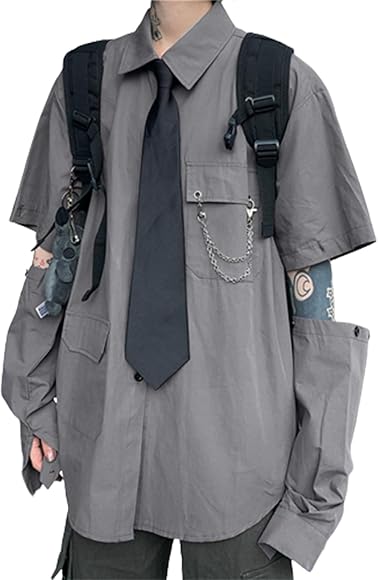 Amazon | [YEMOCILE] レディース シャツ 長袖/半袖 2way 原宿系 袖が